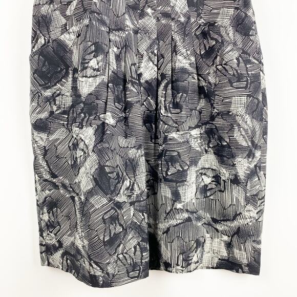 Banana Republic Silk Wool Pleated Sheath Dress Black Floral Womens Size 4 - Picture 5 of 13